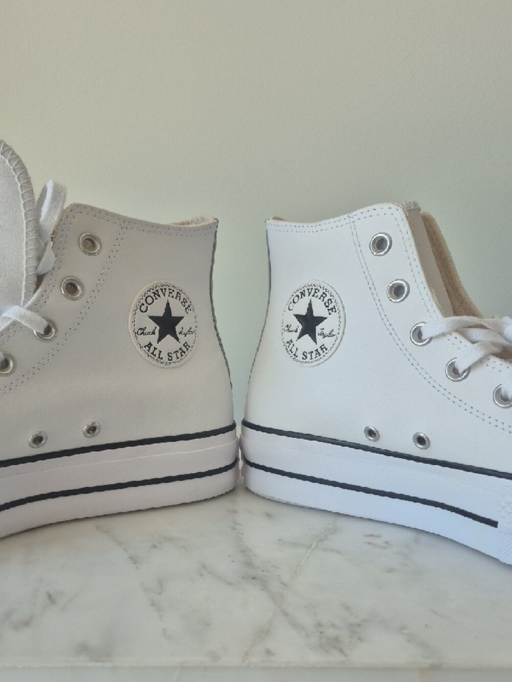 Converse White High-Top LEATHER Platform Sneakers. Size 10 - Picture 2 of 7